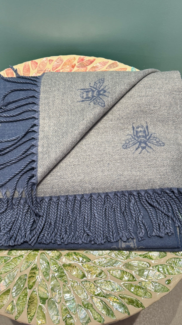 Bee Luxe Cashmere - Double Sided - Blue/Grey - Elizabeth Summer