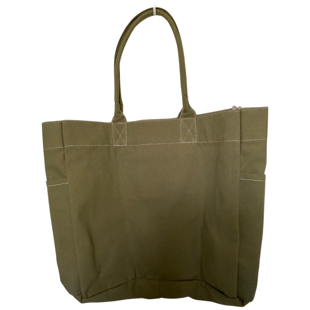 Monogram Beach Bag - Medium - Khaki Green - Elizabeth Summer