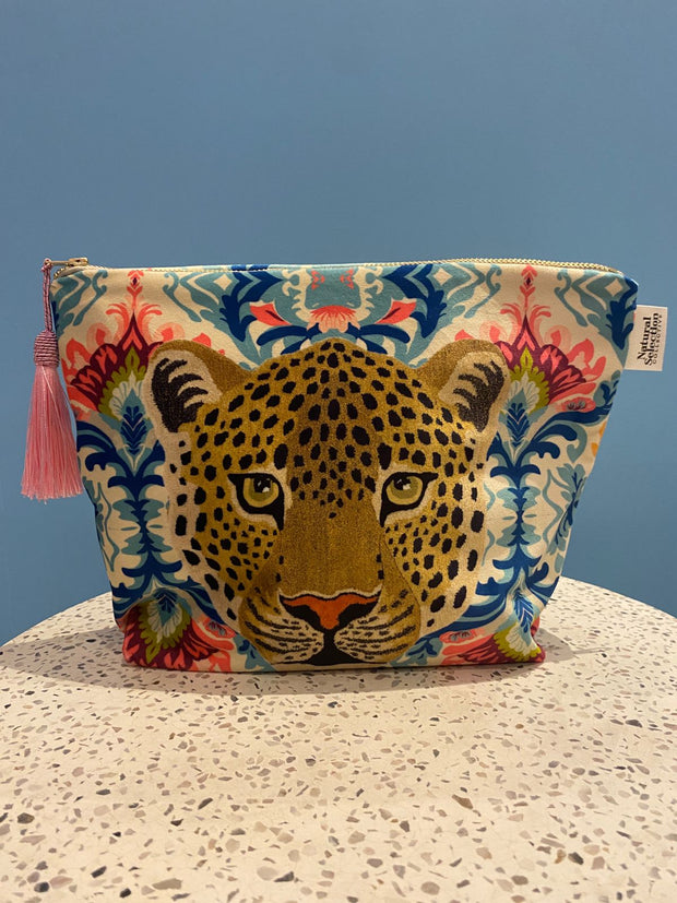 Paisley Leopard - Velvet Makeup Bag