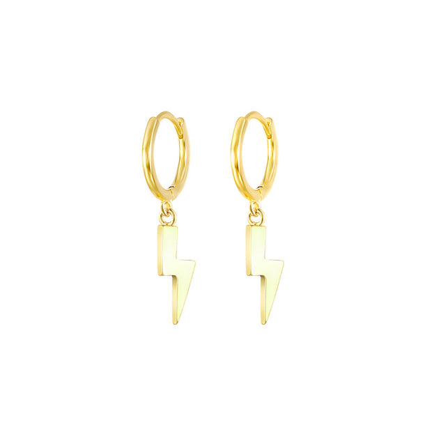 Tarnish Free - Earrings - Hoops with lightening bolts - Elizabeth Summer