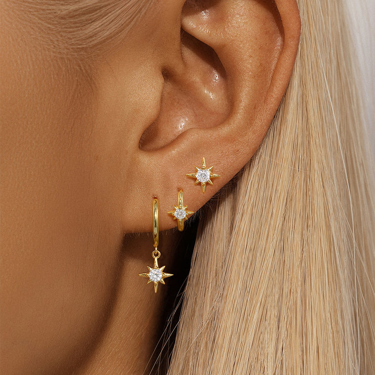 Tarnish Free - 3 Pack Earrings - Stars - Elizabeth Summer
