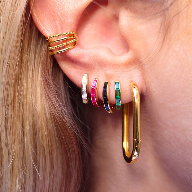 Tarnish Free - Earrings - Huggies (Multiple stone options) - Elizabeth Summer