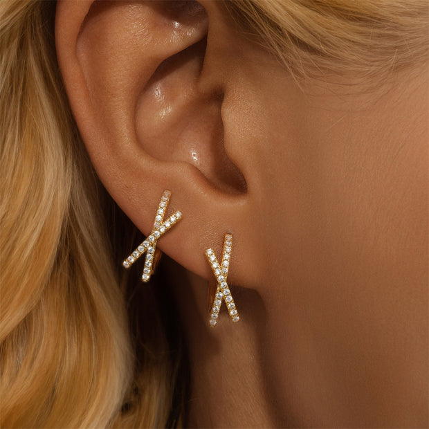 Tarnish Free - Earrings - X diamonds - Elizabeth Summer