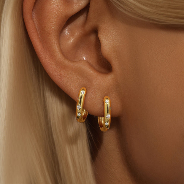 Tarnish Free - Earrings - Oval with diamonds - Elizabeth Summer