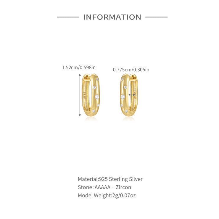 Tarnish Free - Earrings - Oval with diamonds - Elizabeth Summer