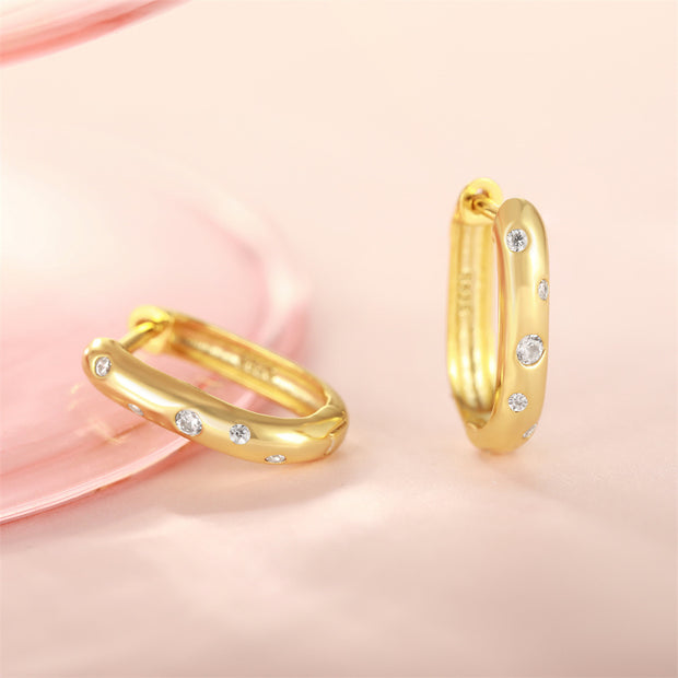 Tarnish Free - Earrings - Oval with diamonds - Elizabeth Summer