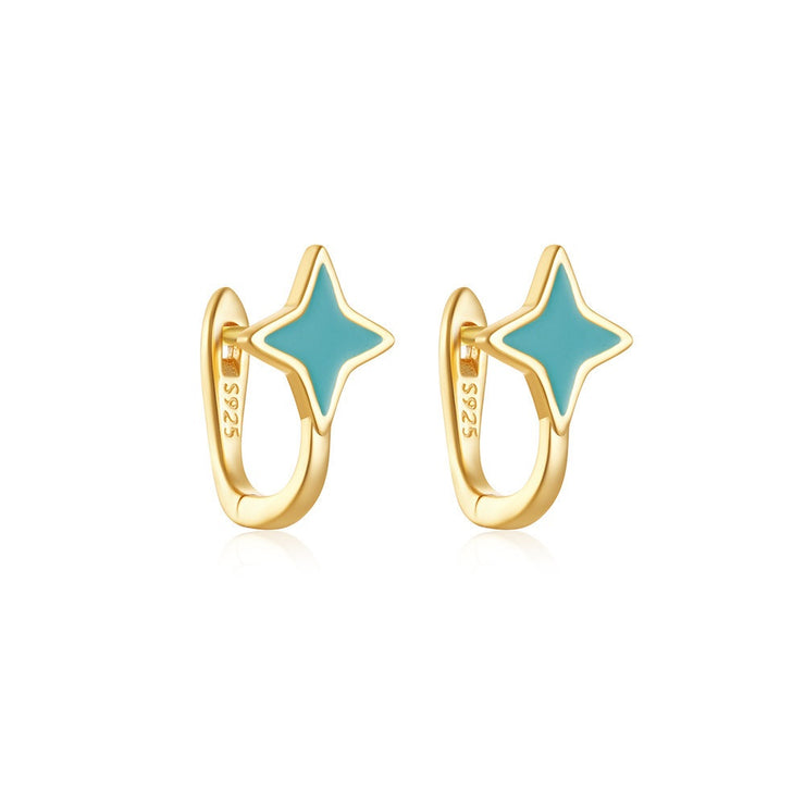 Tarnish Free - Earrings - Blue Stars - Elizabeth Summer