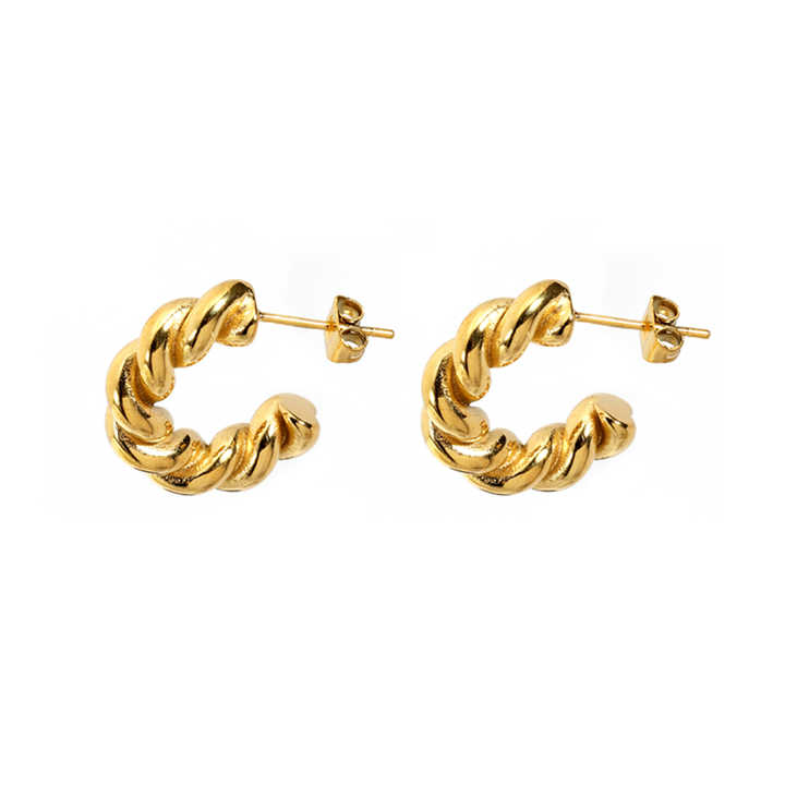 Tarnish Free - Earrings - Twisted (Smaller - 1cm) - Elizabeth Summer