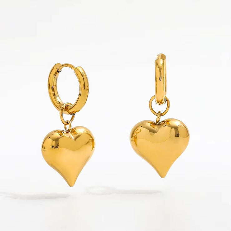 Tarnish Free - Earrings - Plain Hearts (Big) - Elizabeth Summer