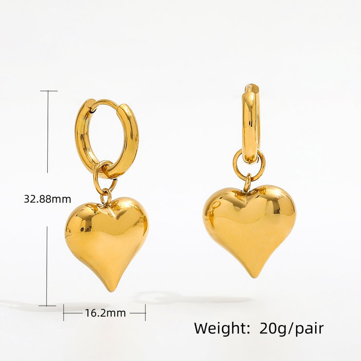 Tarnish Free - Earrings - Plain Hearts (Big) - Elizabeth Summer