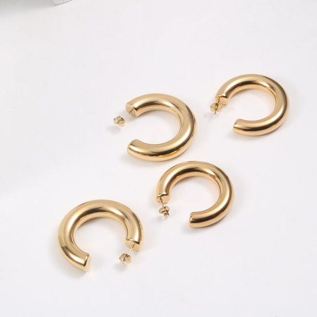 Tarnish free - Earrings - Hollow Hoops - Elizabeth Summer