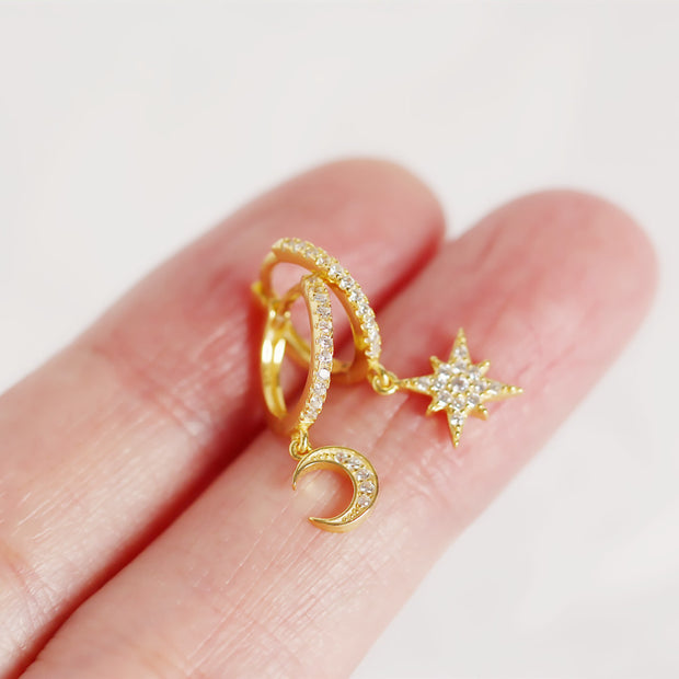 Tarnish Free - Moon and Stars Diamante - Elizabeth Summer