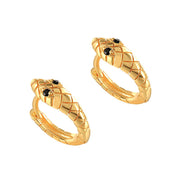 Tarnish Free - Earrings - Snake Hoop with black eyes - Elizabeth Summer