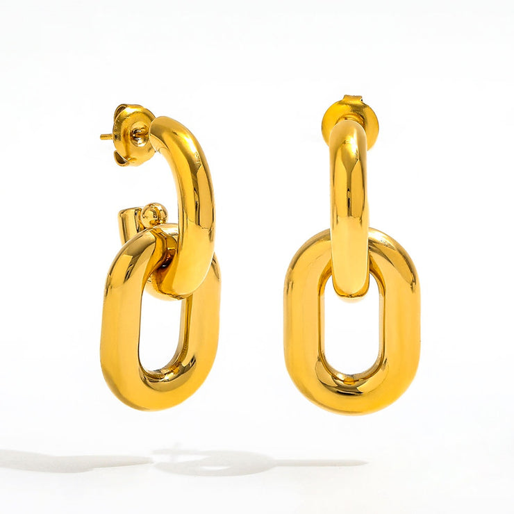 Tarnish Free - Earrings - Chunky Double Hoop