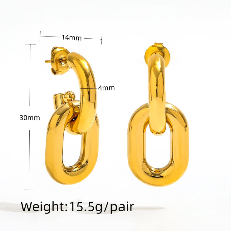 Tarnish Free - Earrings - Chunky Double Hoop