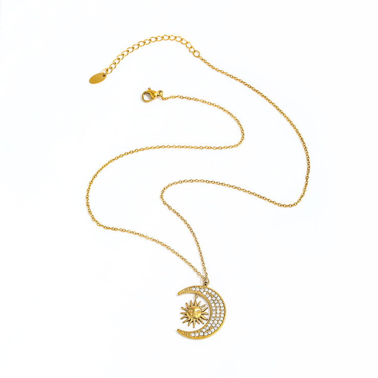 Tarnish Free - Necklace - Diamante Moon and Sun - Elizabeth Summer