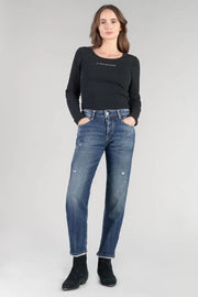 Le Temps Des Cerises - Jeans - 400/17 Mom Bambino high waist 7/8th destroy blue N°2