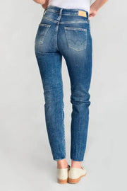 Le Temps Des Cerises - Jeans - 400/17 mom Quers high waist 7/8th destroy blue N°3