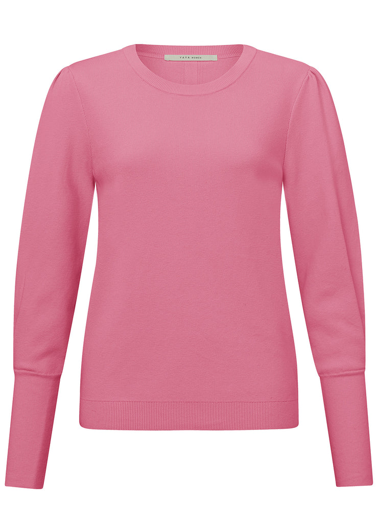 YAYA - Puff Sleeve Sweater Morning Glory Pink