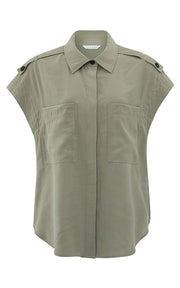 YAYA - Cargo Sleeveless Blouse - Army Green