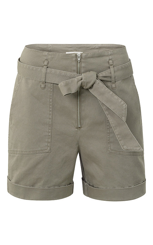 YAYA - Shorts - Woven High Waist Shorts - Army Green