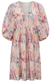 YAYA - Dress - Printed Dress with Ballon Sleeve - Plume Pink