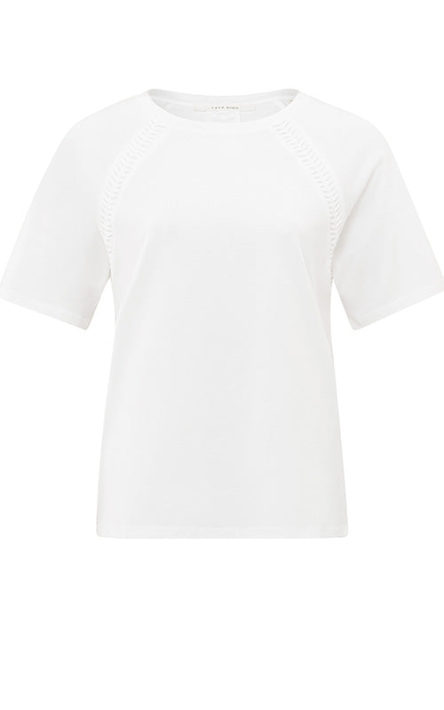 YAYA - T-shirt with braided detail  - White