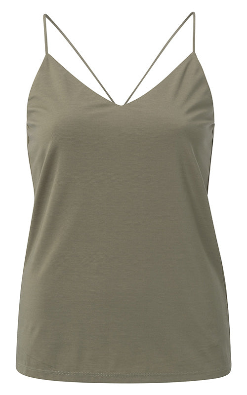 YAYA - Strappy Top - Army Green with buckle at back