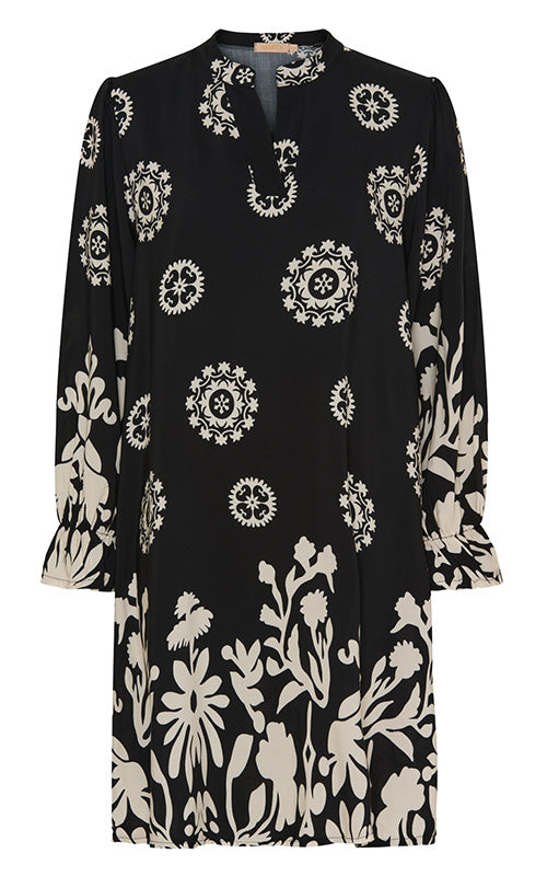 Marta - Dress - Black and cream pattern