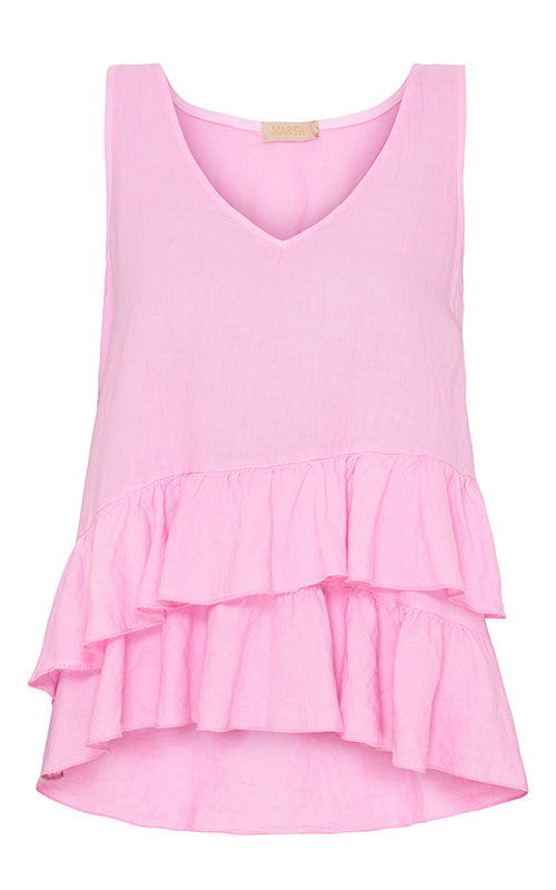 Marta - Sleeveless Linen Top - Bubblegum