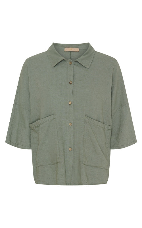 Marta - Linen Shirt - Military