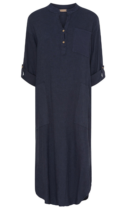 Marta - Linen Dress - Navy