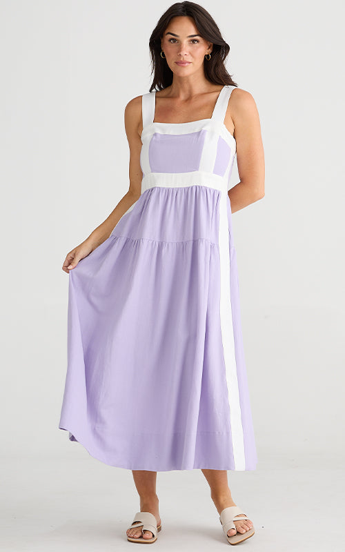 Brave & True - Jolie Dress - Lilac with White