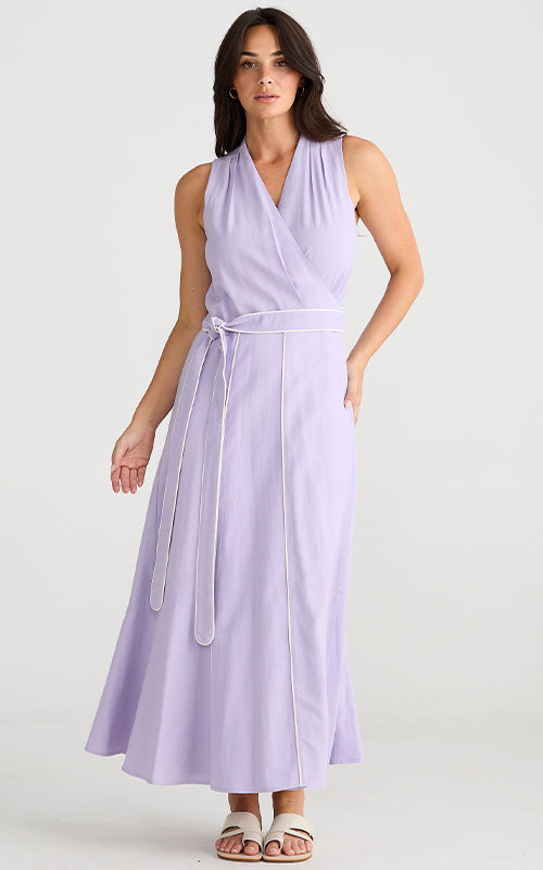 Brave & True - Ari Dress - Lilac with White