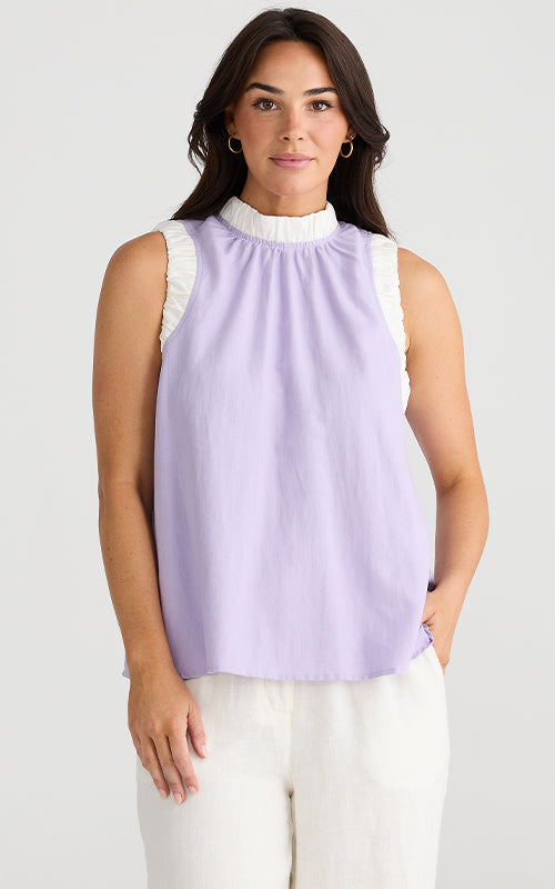 Brave & True - Kelley Top - Lilac with White