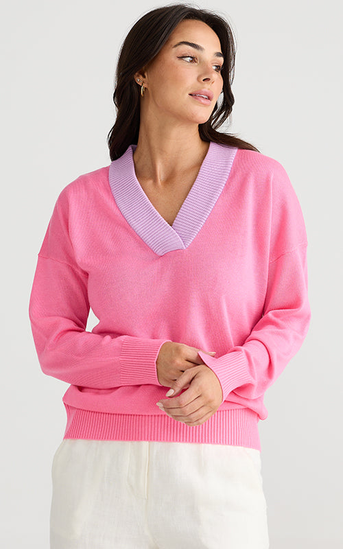 Brave & True - Barcelona Knit - Pink with Lilac