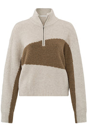YAYA - Knit - Sweater with Collar - Beige - Elizabeth Summer