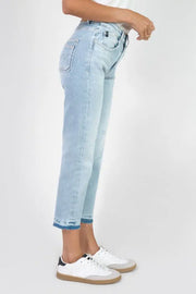 Le Temps Des Cerises - Jeans - 400/17 Mom Valy high waist 7/8th destroy blue N°5