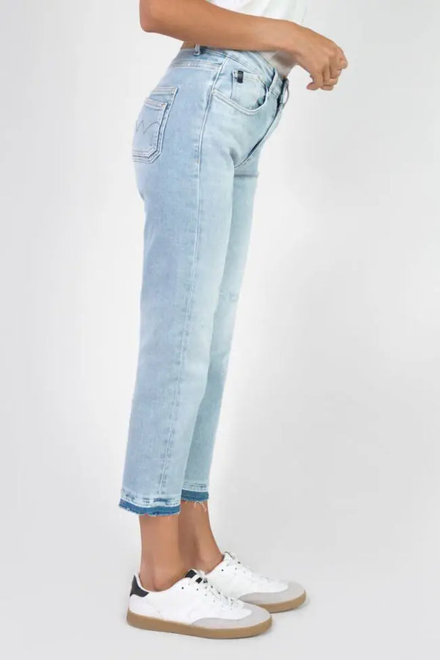 Le Temps Des Cerises - Jeans - 400/17 Mom Valy high waist 7/8th destroy blue N°5