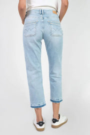 Le Temps Des Cerises - Jeans - 400/17 Mom Valy high waist 7/8th destroy blue N°5