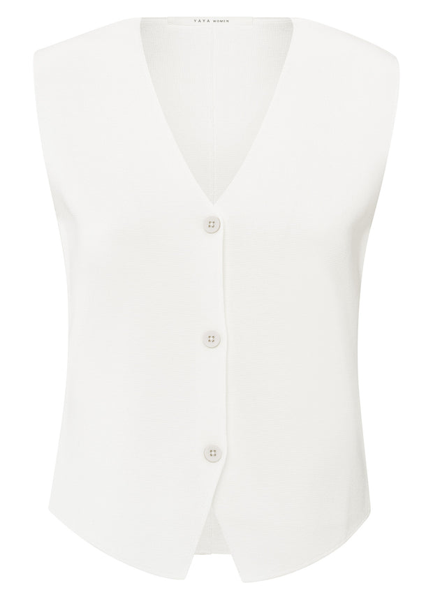 YAYA - Clean Knitted Gilet - Pure White - Elizabeth Summer
