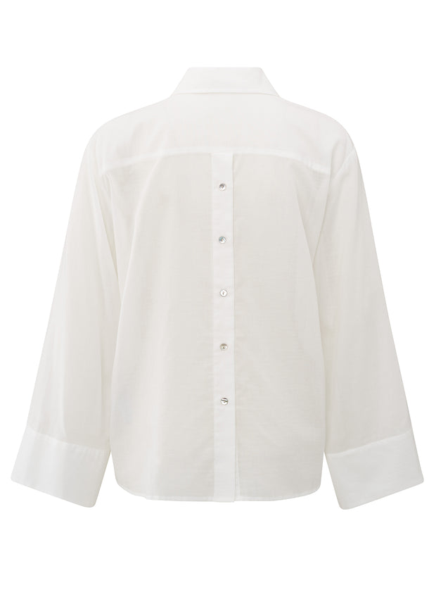 YAYA - Sheer Boyfriend Shirt - Off White - Elizabeth Summer