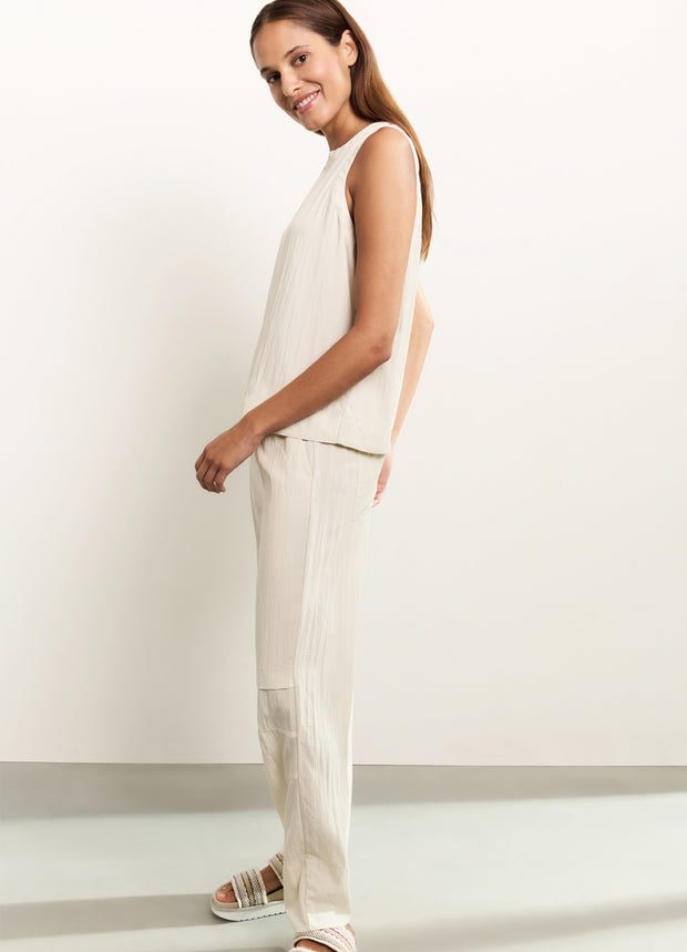 YAYA - Woven Loose Fit Trousers With Seam Details - Rainy Day Beige - Elizabeth Summer