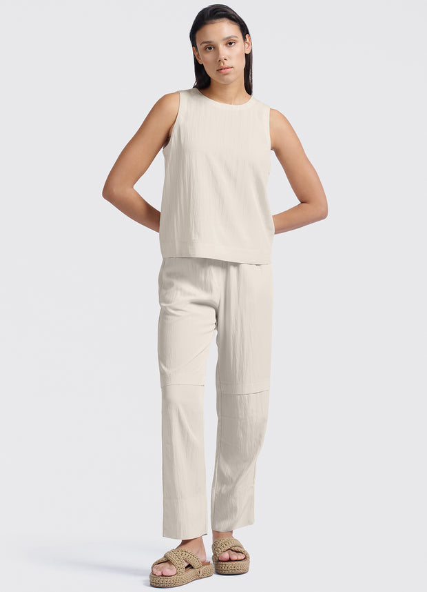 YAYA - Woven Loose Fit Trousers With Seam Details - Rainy Day Beige - Elizabeth Summer