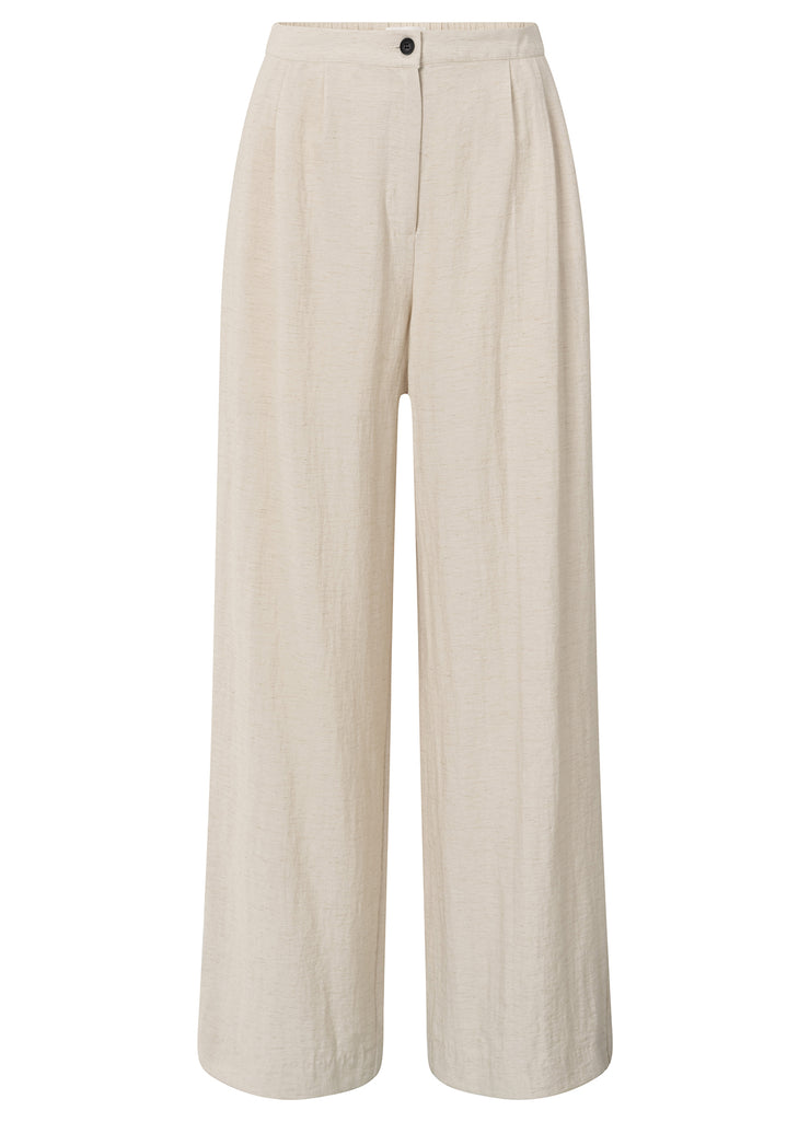 YAYA - Woven Structured Wide Leg - Washed Brown - Elizabeth Summer