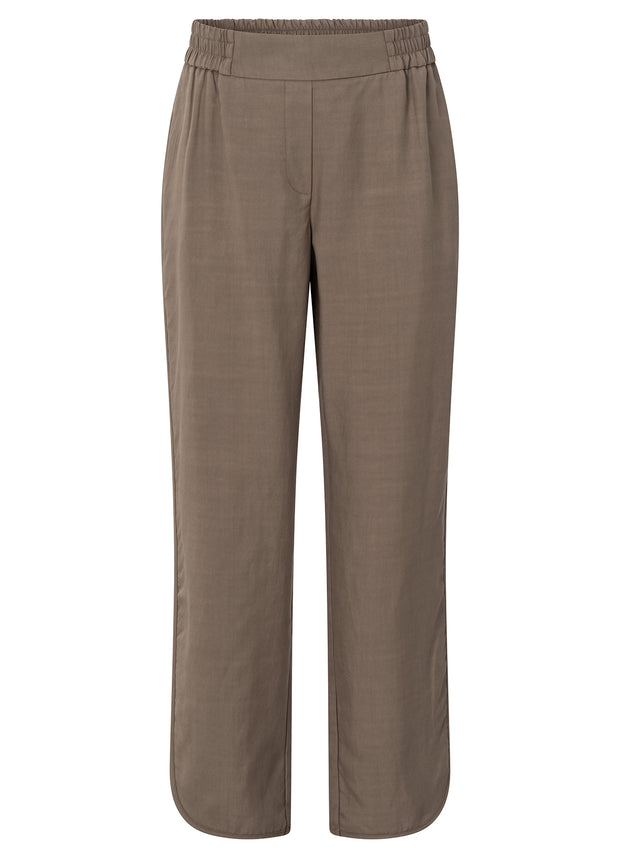 YAYA - Woven Structured Trousers - Greyish Brown - Elizabeth Summer