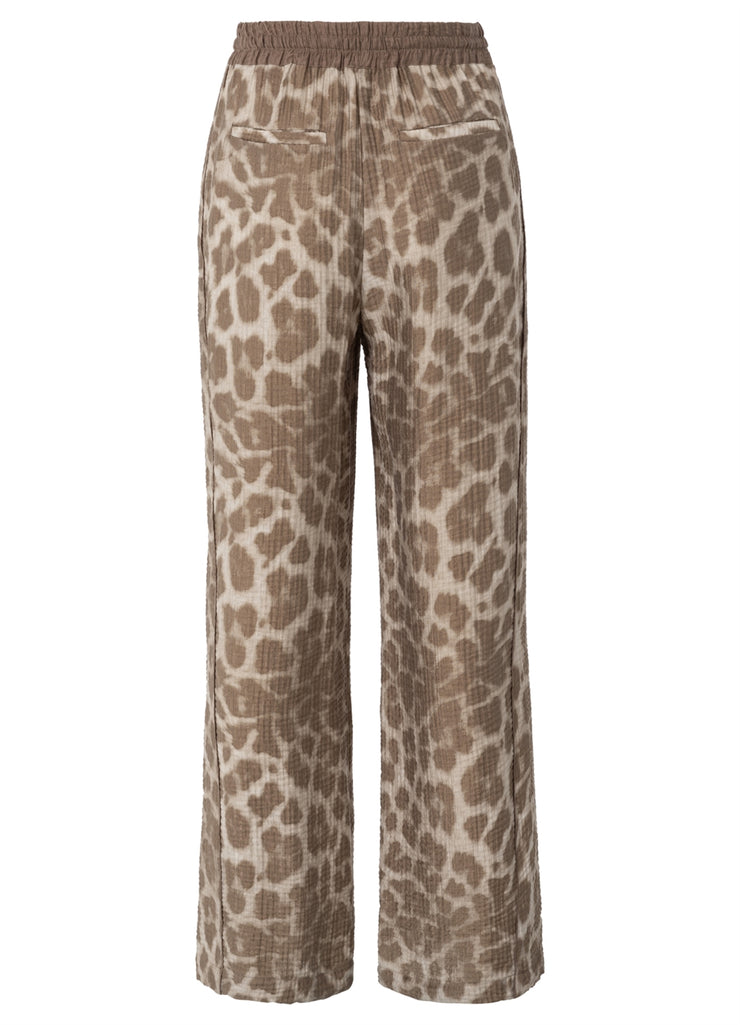 YAYA - Woven Printed Wide Leg Trouser - Milk Brown - Elizabeth Summer