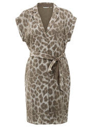 YAYA - Printed Midi Dress With Belt - Milk Brown - Elizabeth Summer