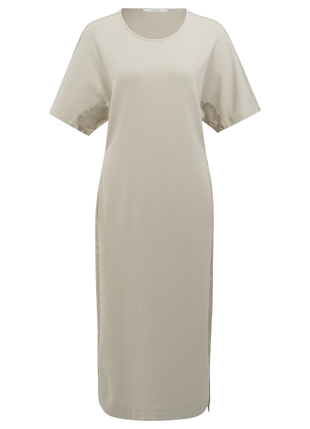 YAYA - Fabric Mix Dress With Belt - Silver Lining Beige - Elizabeth Summer