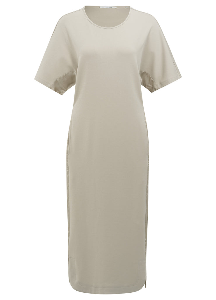 YAYA - Fabric Mix Dress With Belt - Silver Lining Beige - Elizabeth Summer